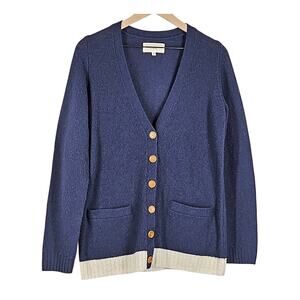 TROVATA BIRDS OF PARADIS WOMEN'S BLUE WOOL CARDIGAN SIZE MEDIUM